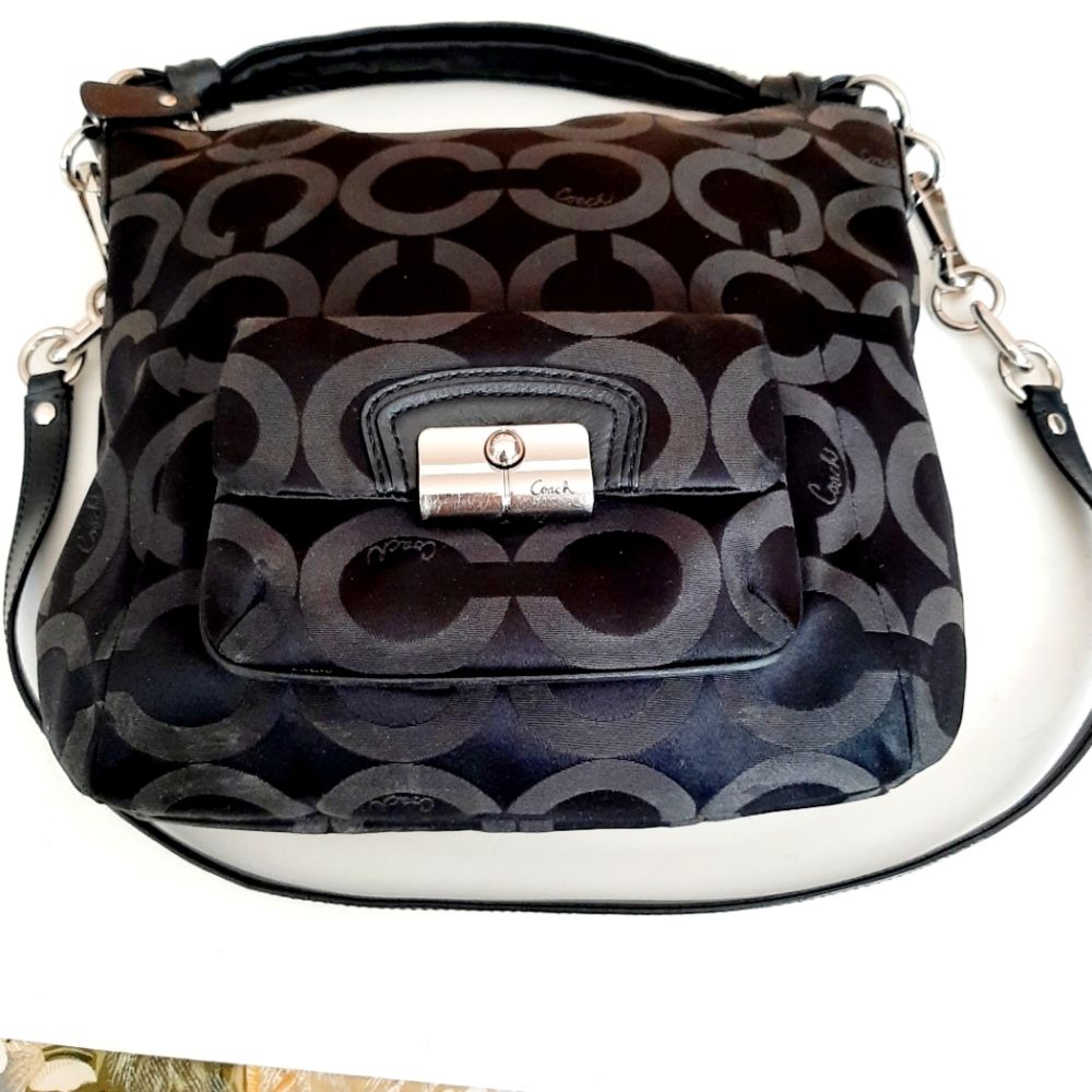 Coach Black and Gray Signature Crossbody Bag